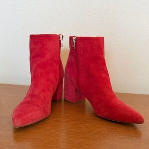 Marc Fisher Vibrant Red Suede Ankle Boots